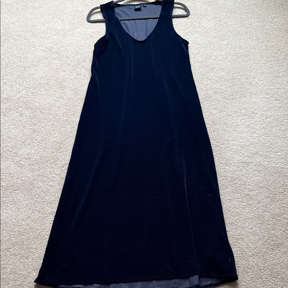 GAP Navy Velvet-Like Sleeveless Dress